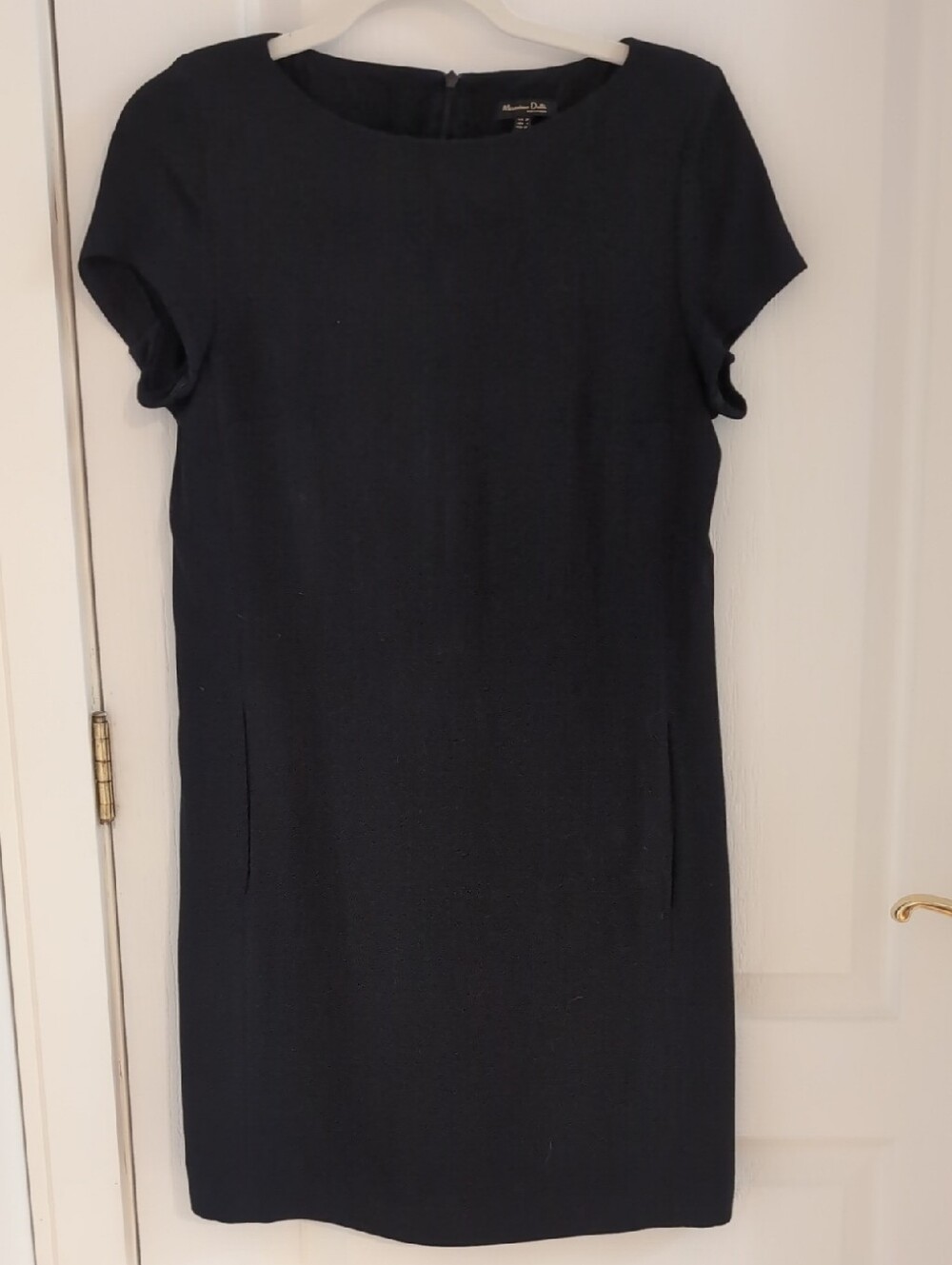 Massimo Dutti Black Short-Sleeve Mini Dress